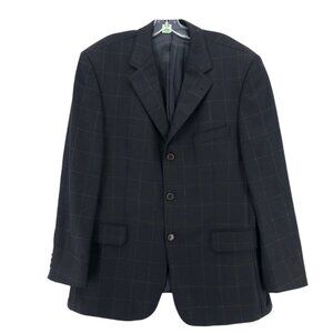 Vintage BALMAIN Black Windowpane Wool Jacket Sport Coat blazer Size 54